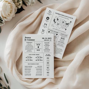 Wedding Infographic Program, 5 x 7 Canva Template, Instant Download