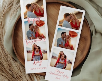 Valentine's Day Photo Booth Strip Template: Romantic Collage (Digital Download)