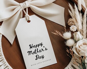 Handwritten Happy Mother’s Day Gift Tag, Canva Template, Editable Calligraphy Tag