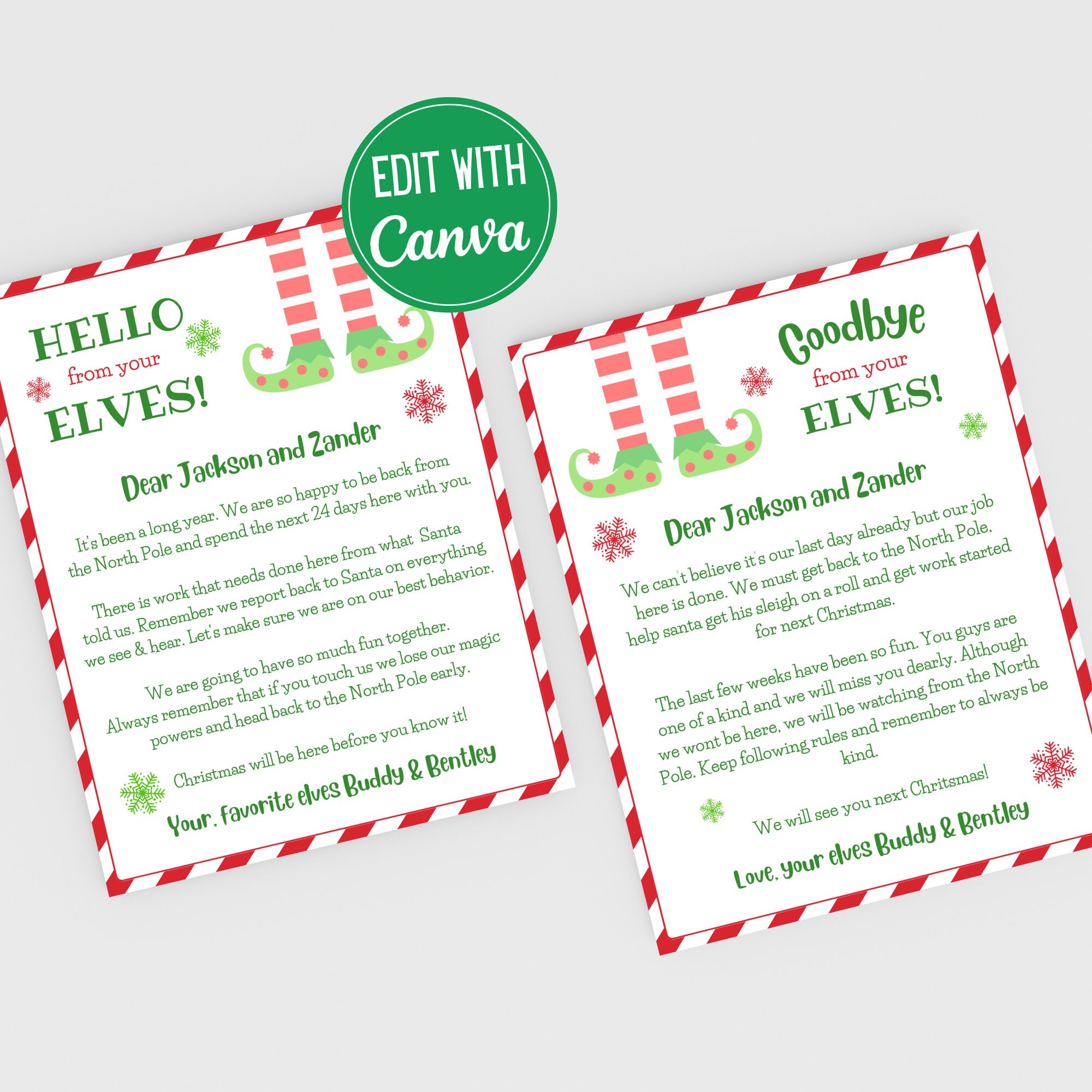 Hello and Goodbye From Elf Letter, Elf Arrival and Departure Letter ...