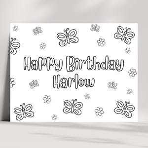 Butterfly Coloring Placemat, Personalized Butterfly Party Favor, Birthday Activity Sheet , Instant Download