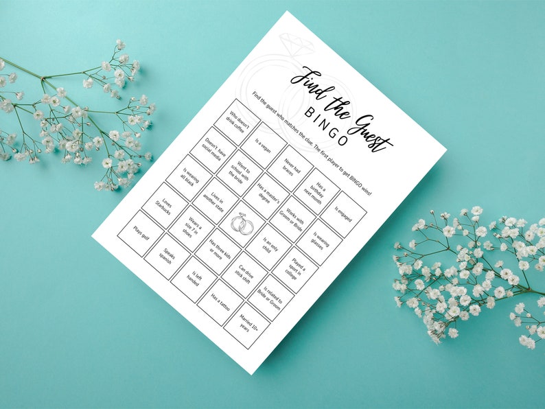 Find the Guest Bingo, Wedding Bingo Game, Wedding Reception Ice Breaker