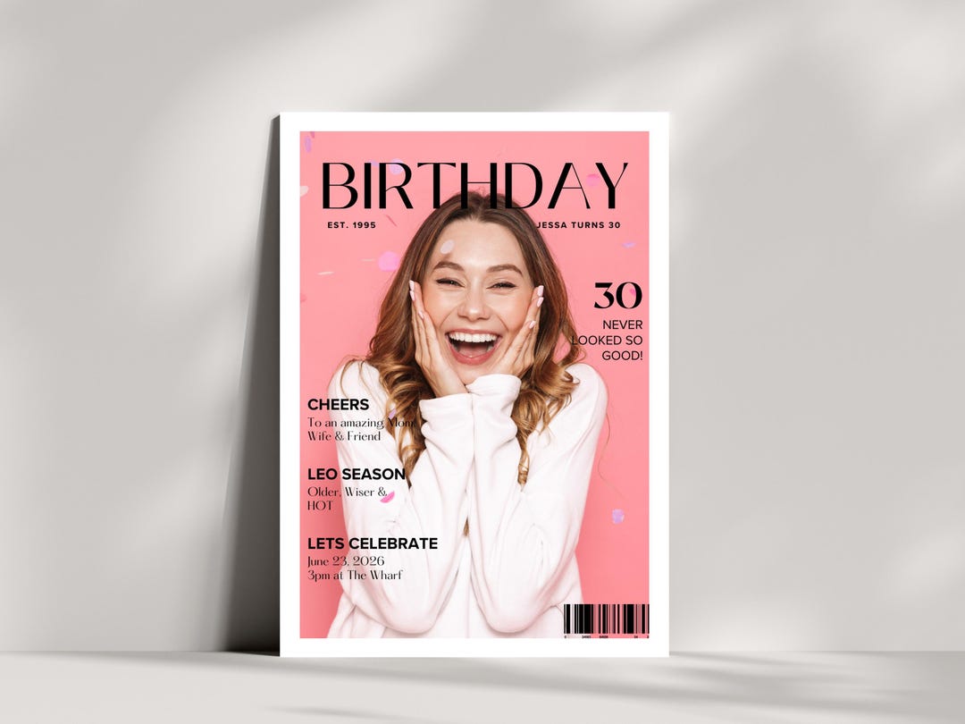 Magazine Card Magazine Cover Birthday Celebration Card, 5 X 7 Canva Template - Etsy