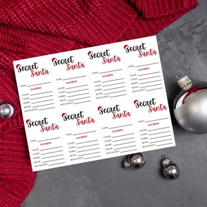 Druckbarer Wichtel Fragebogen, Weihnachtswunschliste, Büro Geschenkbörsen Überblick, Wichtel Tags