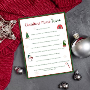 Christmas Movie Trivia Game: Printable Holiday Party Activity (Instant Download)