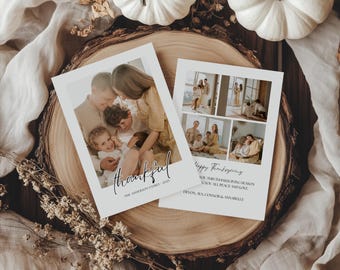 Sjabloon fotokaart Thanksgiving: familiegroeten herfst (5 x 7, digitale download)