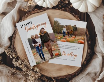 Thanksgiving-fotokaart: bewerkbare sjabloon herfstvakantie (direct downloaden, 5 x 7 canvas sjabloon)
