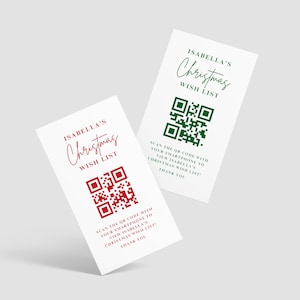 Weihnachtswunschliste QR-Code-Karteneinsatz, Wunschliste für Erwachsene und Kinder, Weihnachtskarteneinsatz, Canva-Vorlage
