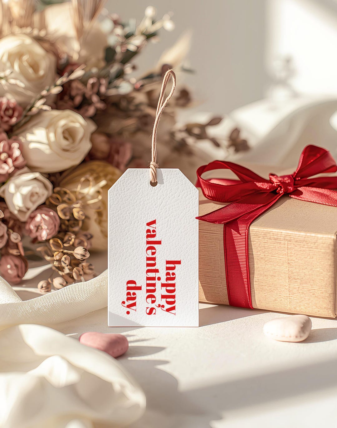 Red Happy Valentine’s Day Gift Tag | 2 X 3.5 Printable | Canva Template ...