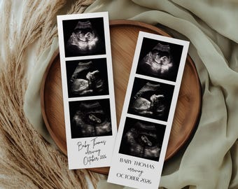 Plantilla de anuncio de embarazo con tira fotográfica de ultrasonido