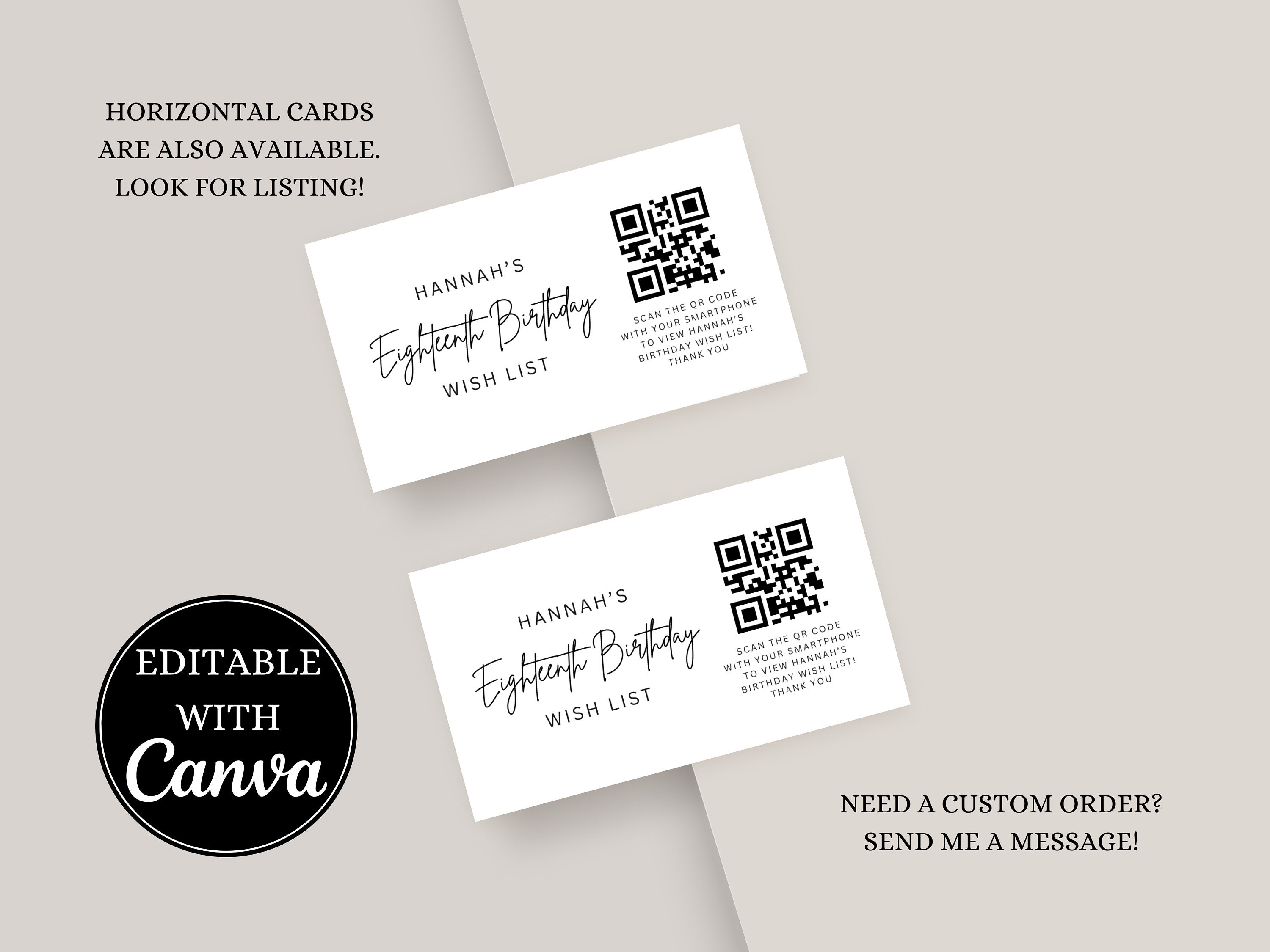 Digital Code Insert Birthday Wish List QR Code Insert Card Template (digital Download) - Etsy
