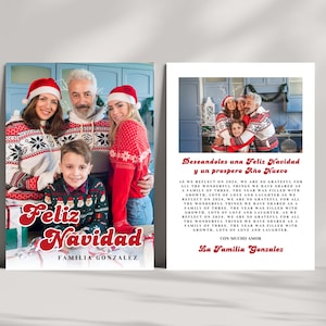 Carta Feliz Navidad retrò, modello di biglietto di Natale spagnolo, Tarjeta De Navidad En Español, modello Canva