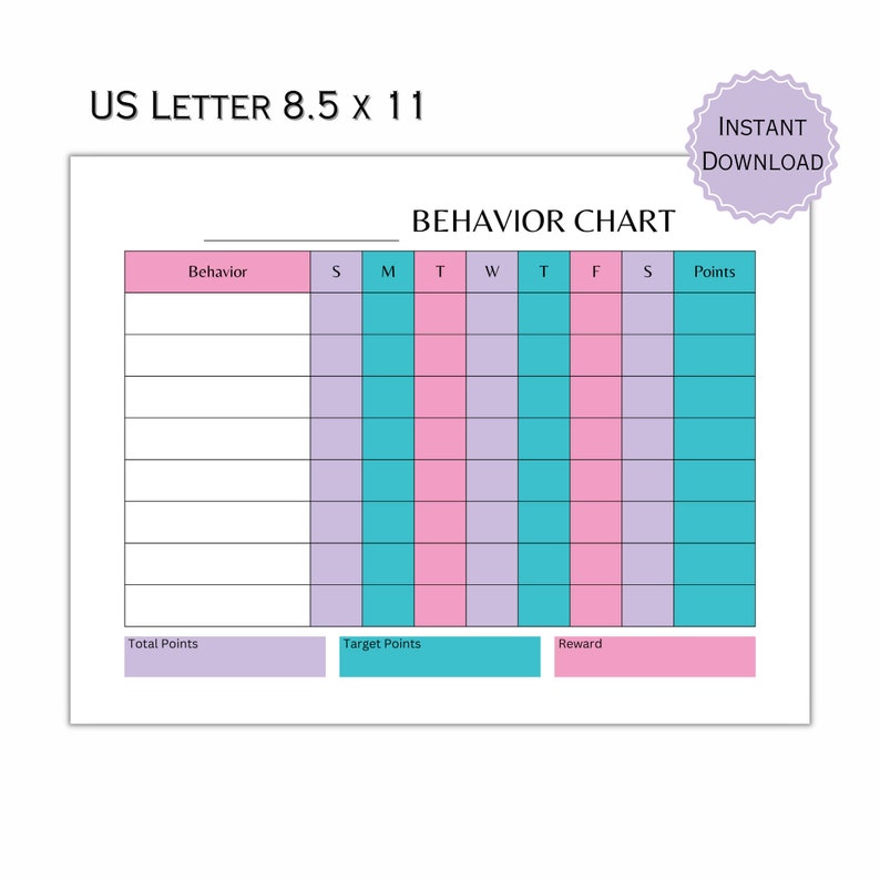 Kids Behavior Chart Printable Customizable Kids Checklist Etsy