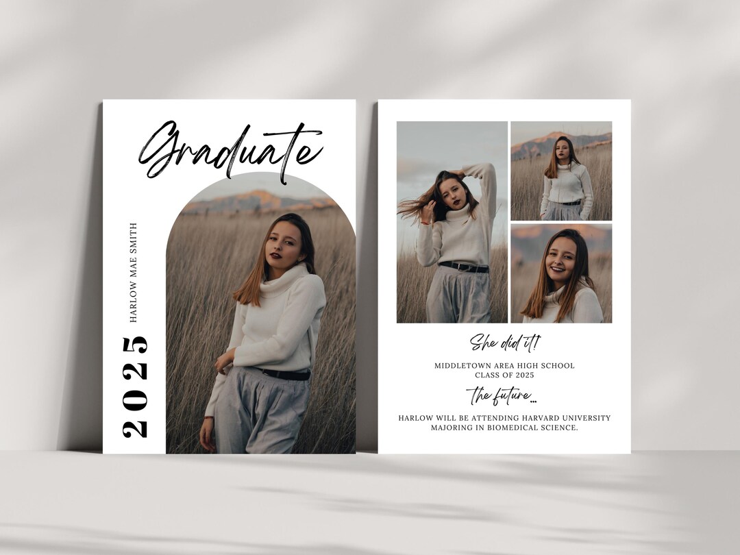 Grad Announcement 2025 Card Template, Senior Graduation Party, Grad