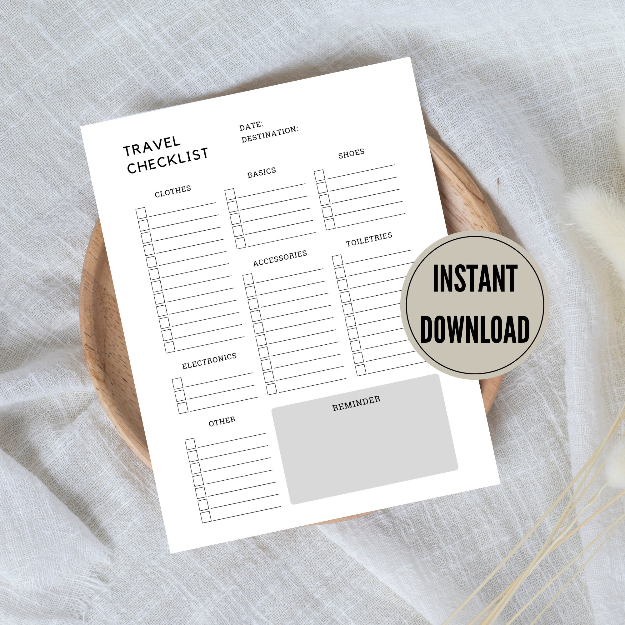 Travel Checklist Printable Vacation Checklist Printable - Etsy
