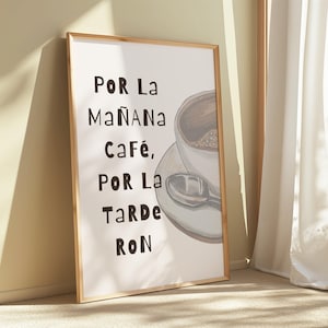 Bad Bunny Cafe Con Ron Wall Print, Bad Bunny Coffee Lover Gift, Kitchen Coffee Poster, Instant Download