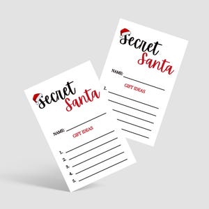 Cuestionario del Amigo Invisible, Lista de Regalos de Navidad, Encuesta de Intercambio de Regalos, Tarjetas del Amigo Invisible, Descarga Instantánea