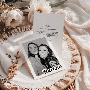 Cartão de pedido de casamento para madrinha, Quer ser minha madrinha, Cartão com foto personalizado, Modelo do Canva