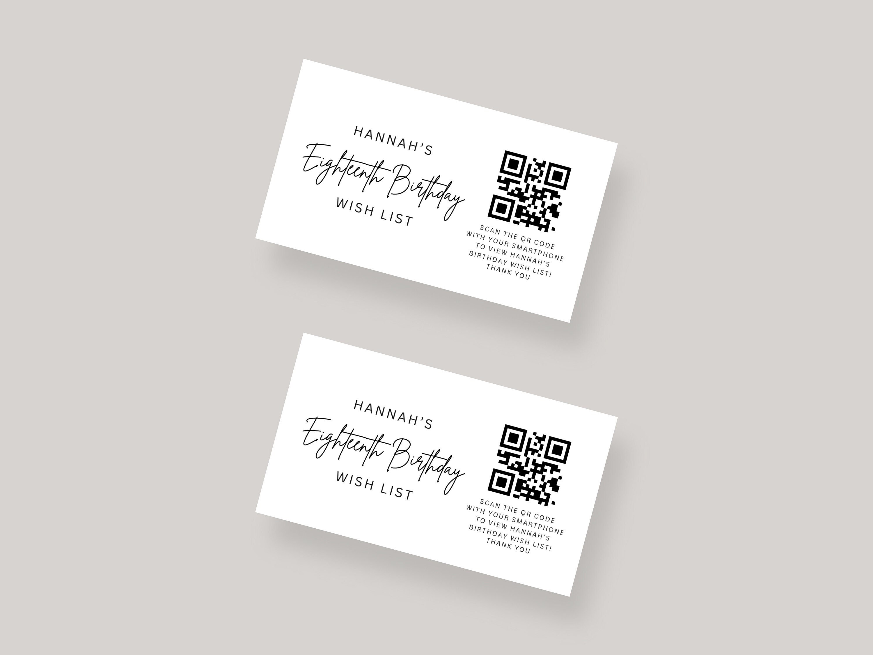 Birthday Wish List QR Code Insert Card (digital Download) - Etsy