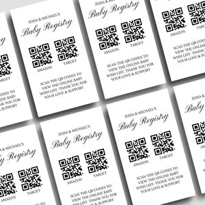 Baby-Geschenk-Registratur QR-Code-Karte für Einladungen, Baby-Dusche-Registry-Karte, QR-Code-Vorlage, Sofort-Download