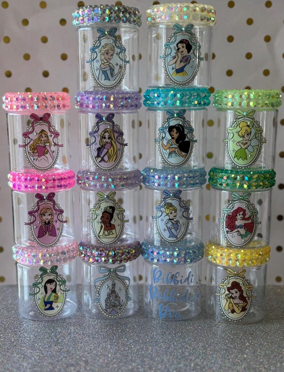 Disney Princess Inspired Beauty Jars - Makeup Storage, Travel Containers, Enchanted Vanity Decor, Fairy Tale Essence