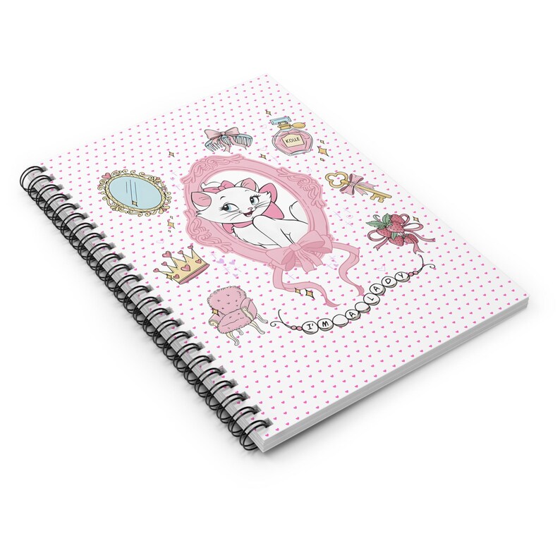 Whimsy Notebook Deco Whimsical Girly Cat Spiral Notebook With Ruled Pages and Built-in ...