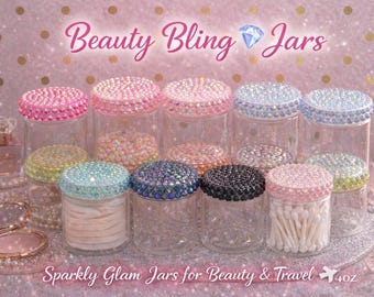 Rhinestone Bling Jar – Handmade Glam Travel Vanity Organizer (4 oz)