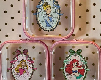 Disney Princess Inspired Sparkly Clear Cosmetic Bag – Princess Cameo Rhinestone Travel Pouch