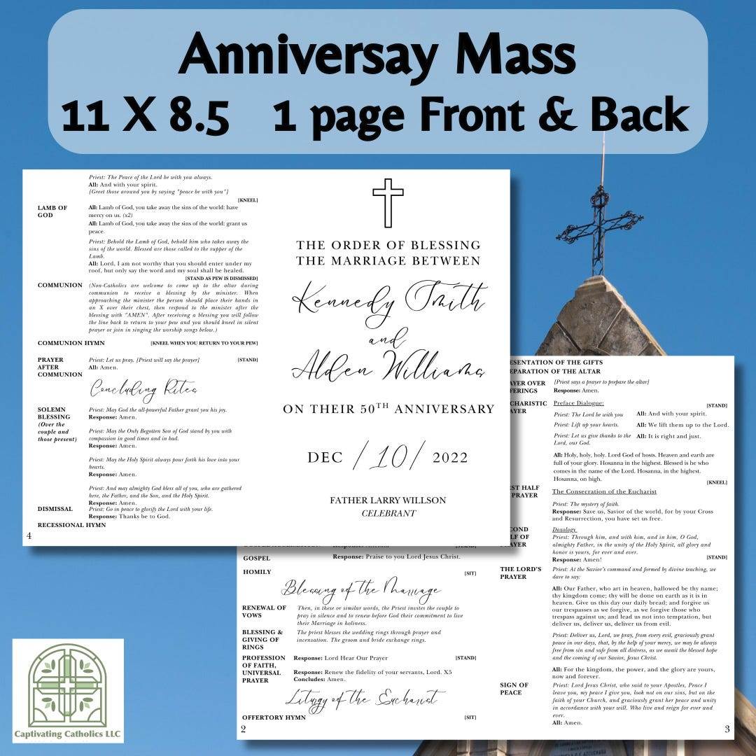 Mass Program Design Simple Anniversary Mass Program Template - Etsy