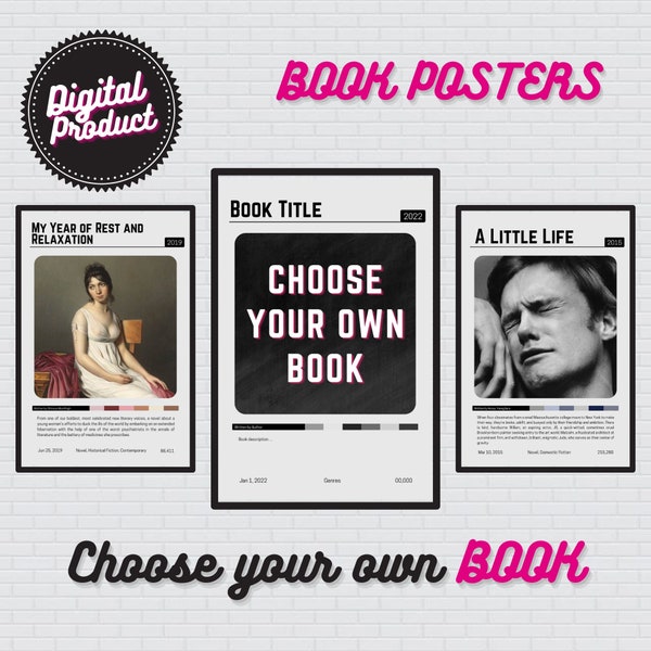 Custom Book Cover Poster / Choose Your Own Book Cover / Digital Prints / Book Posters / Personalized Book Digital Poster