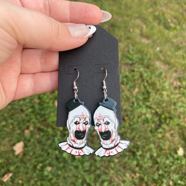 Horror movie inspired earrings, Terrifier