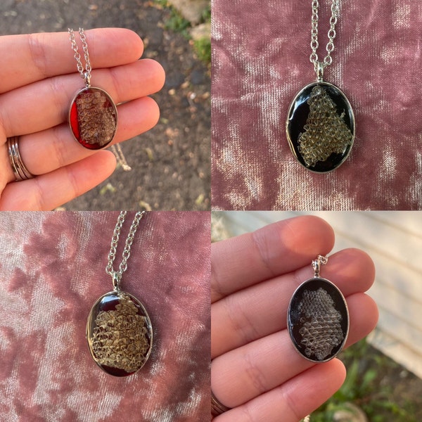 Bearded dragon skin pendant necklace