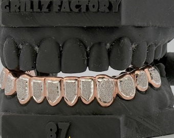 Custom Rose Frame Grillz, Diamond Dust Finish, Gold or 925 Silver, Mold Kit