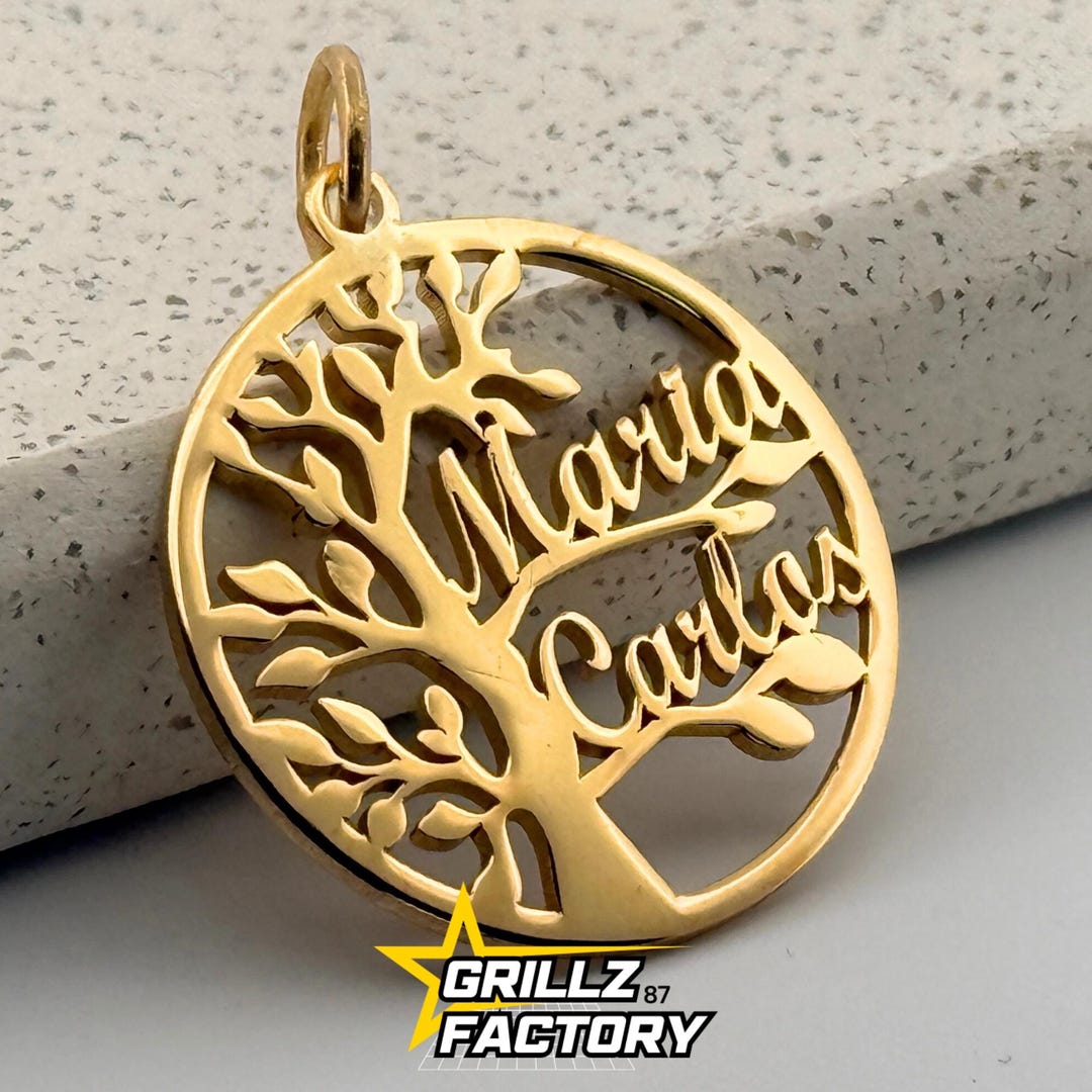 Custom Family Tree Nameplates Necklace, Charm Pendant, Custom Name ...