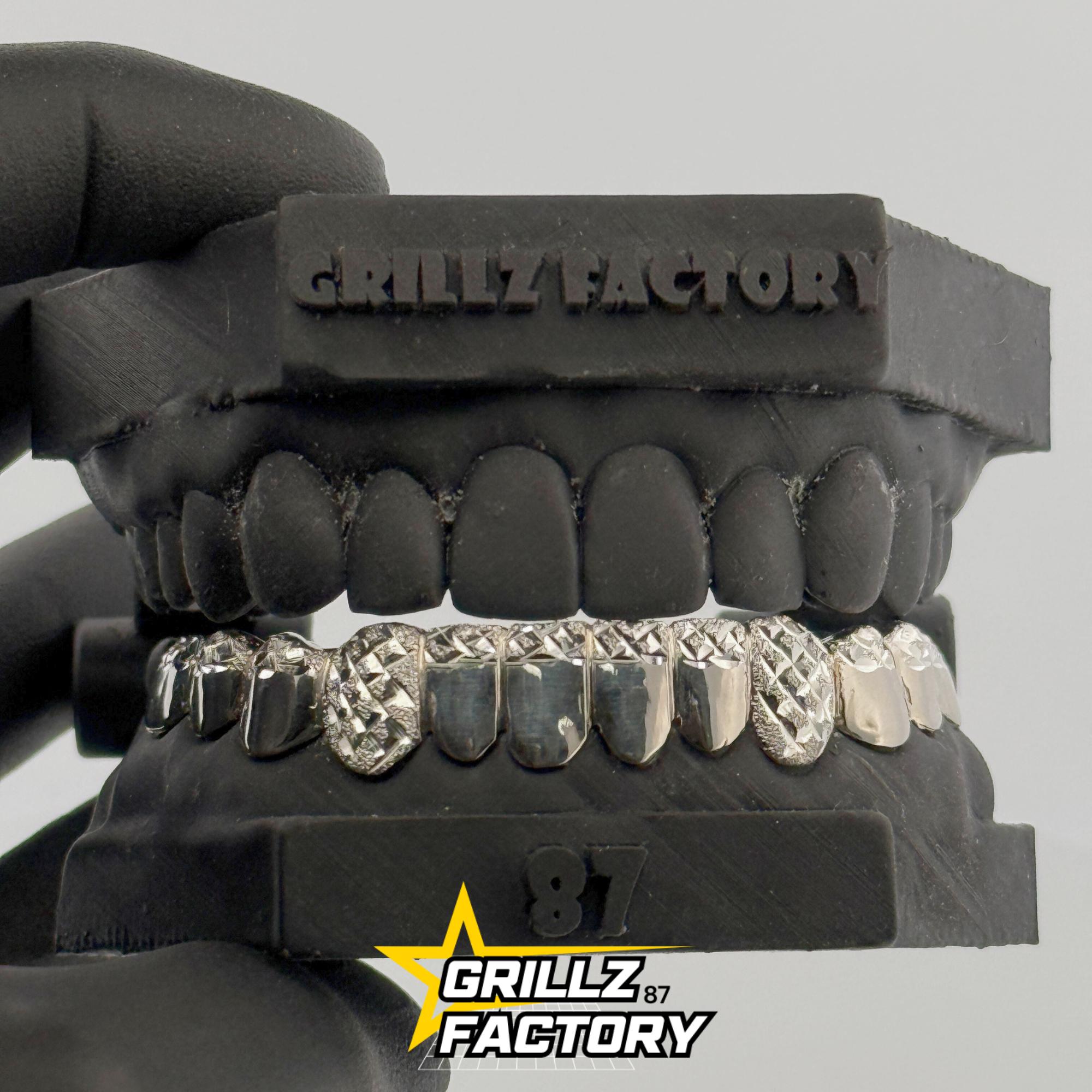 Custom Diamond Dust Grillz, 925 Silver, 10K Gold, Free Mold Kit.