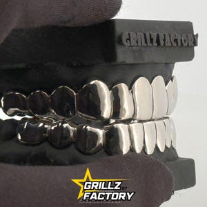 Custom nameplate plain grillz - subtle personalized dental jewelry