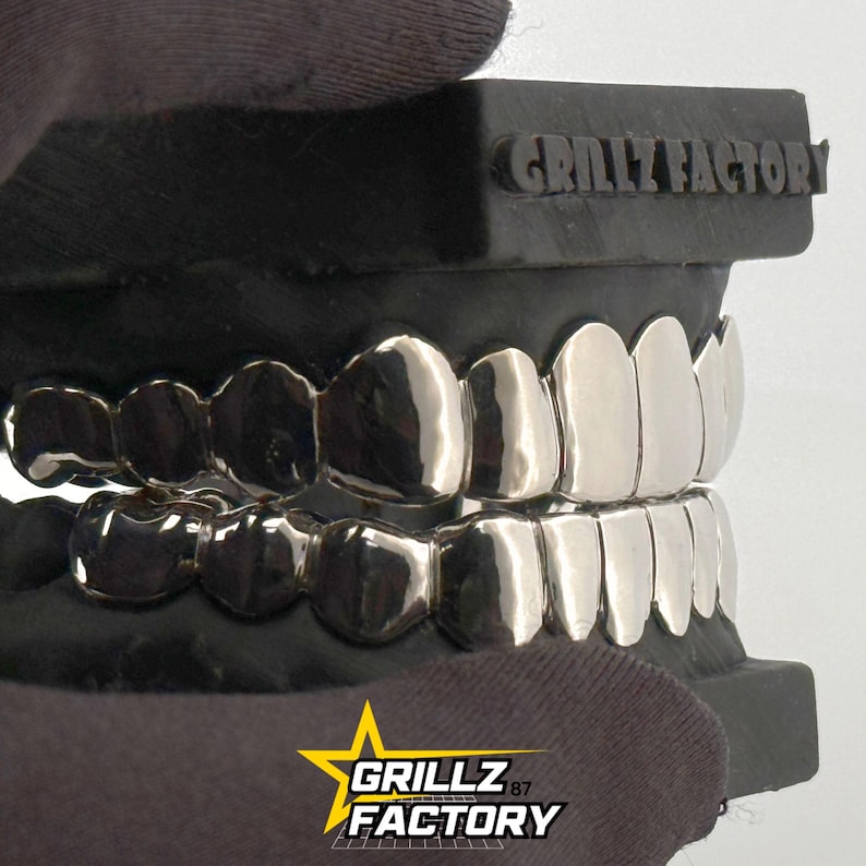Custom nameplate plain grillz - subtle personalized dental jewelry