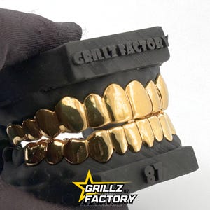 Bold Yellow Gold Grillz, Plain Minimalist Design, Sunshine Gold Grillz, 10K Gold, 14K Gold, 925 Silver, Free Perm Cuts, Hip Hop Jewelry