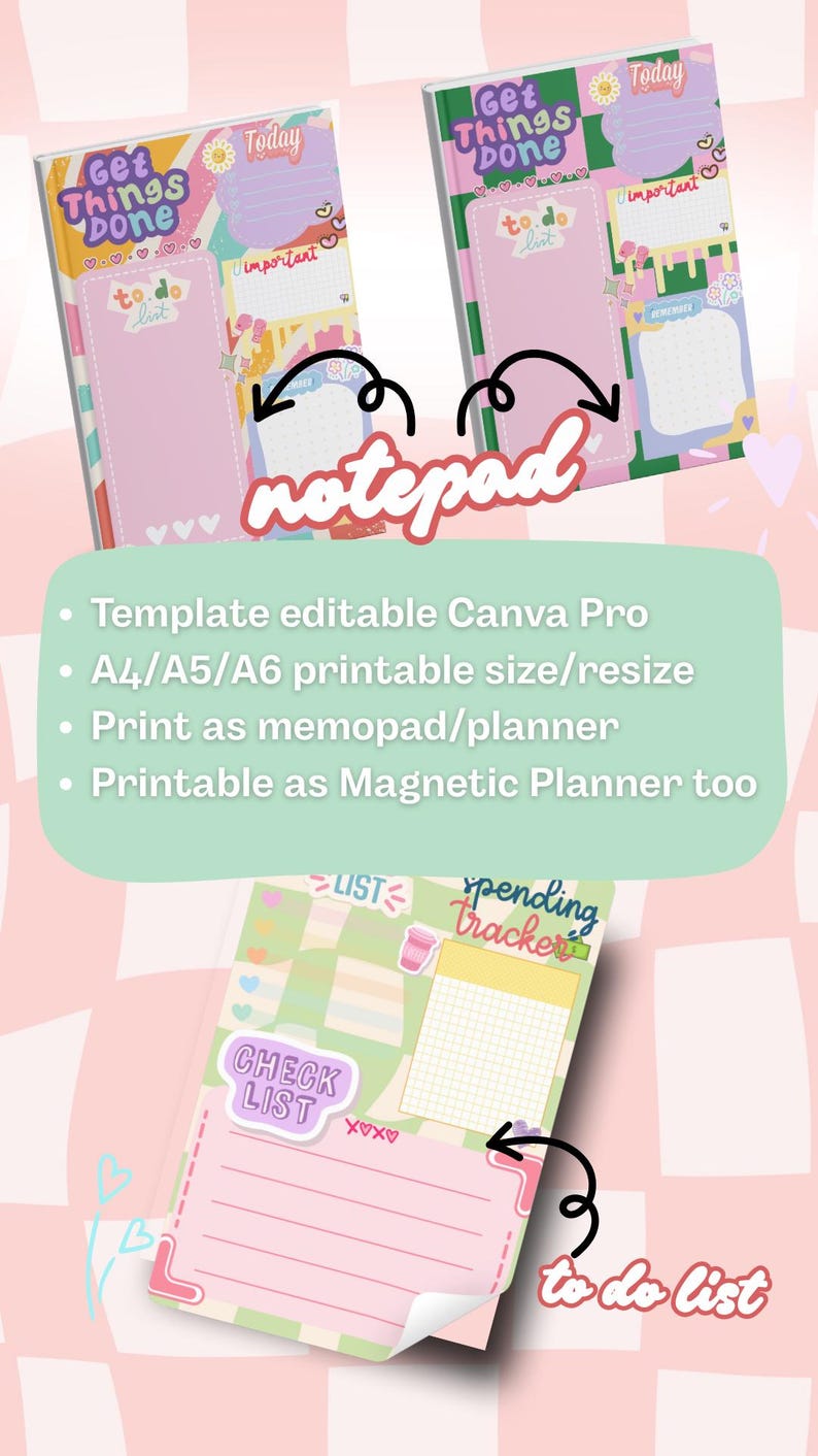 Editable Canva Templates for Planner, Sticky Notes & Memo Pad | Digital ...