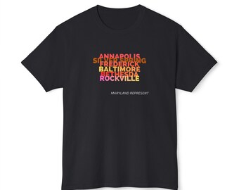 Maryland Cities Text Tee | Annapolis Baltimore Frederick Bethesda Rockville