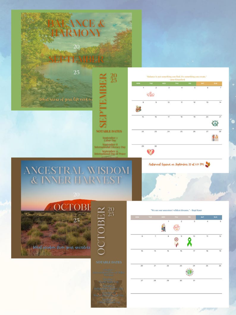 2025 Calendar Printable, 2025 Mindfulness Calendar A Year of Reflection