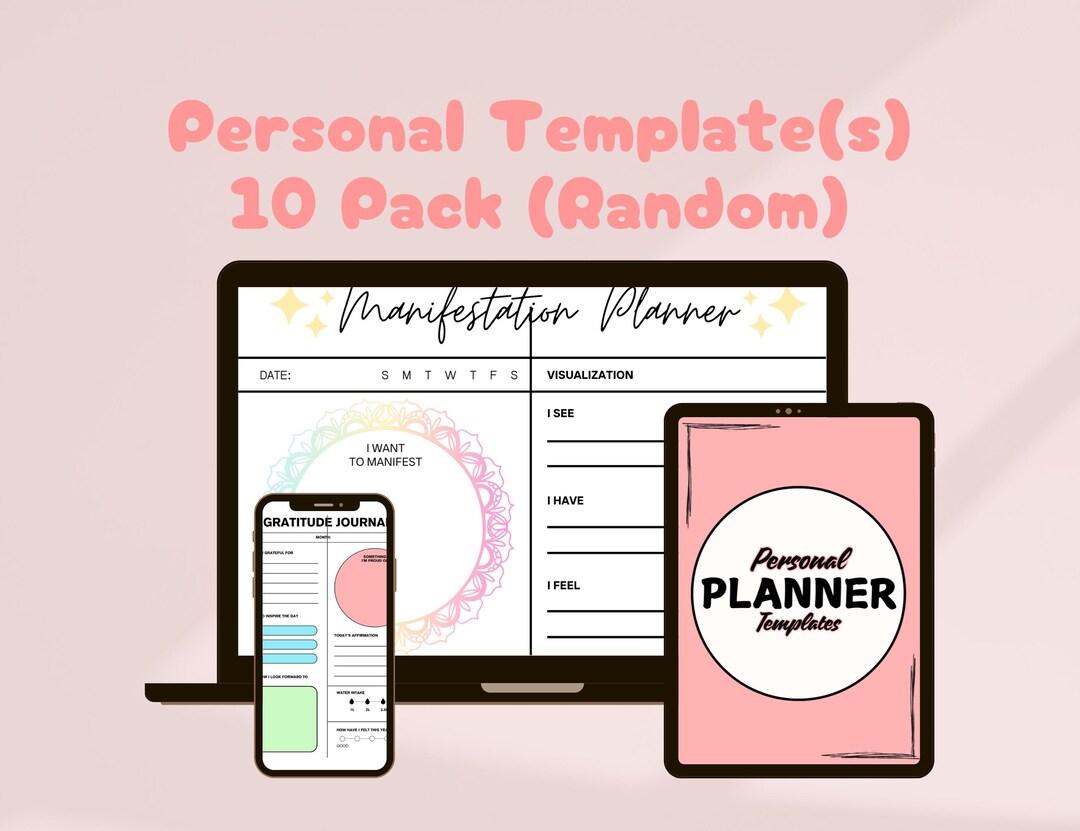 Digital Planner Pink Cute Fitness Gratitude Manifestation Self-care ...