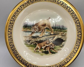Lenox Limited Issue Gold Trimmed Woodland Wildlife Boehm &quot;Bobcats&quot; | 1980