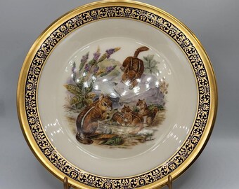 Lenox Limited Issue Gold Trimmed Woodland Wildlife Boehm &quot;Eastern Chipmunks&quot; | 1976