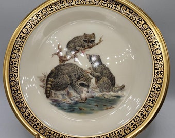 Lenox Limited Issue Gold Trimmed Woodland Wildlife Boehm &quot;Raccoons&quot; | 1973