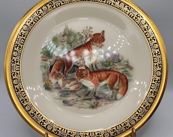 Lenox Limited Issue Gold Trimmed Woodland Wildlife Boehm &quot;Red Foxes&quot; | 1974