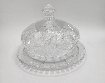 Stunning Lead Crystal Round Butter Dish (Heavy)