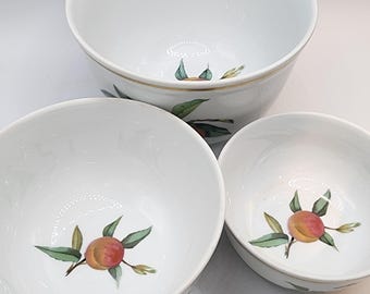 3x Royal Worcester "Evesham Gold" Nesting Bowls- Porzellan mit Goldrand / Servierschüssel