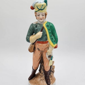 Vintage Tall Soldier Figurine with Hat- Hand Painted in Japan
