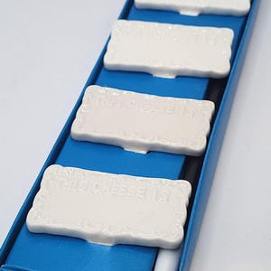 Vintage The Shafford Company Cheese Names Plates- 4x Ceramic Cheese Tiles & Marker- In Original Box